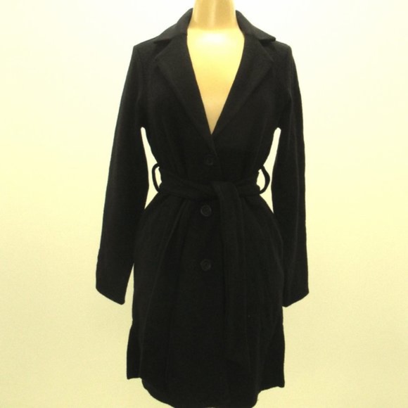 Magnolia Jackets & Blazers - Magnolia Black Wool Belted Trench Coat